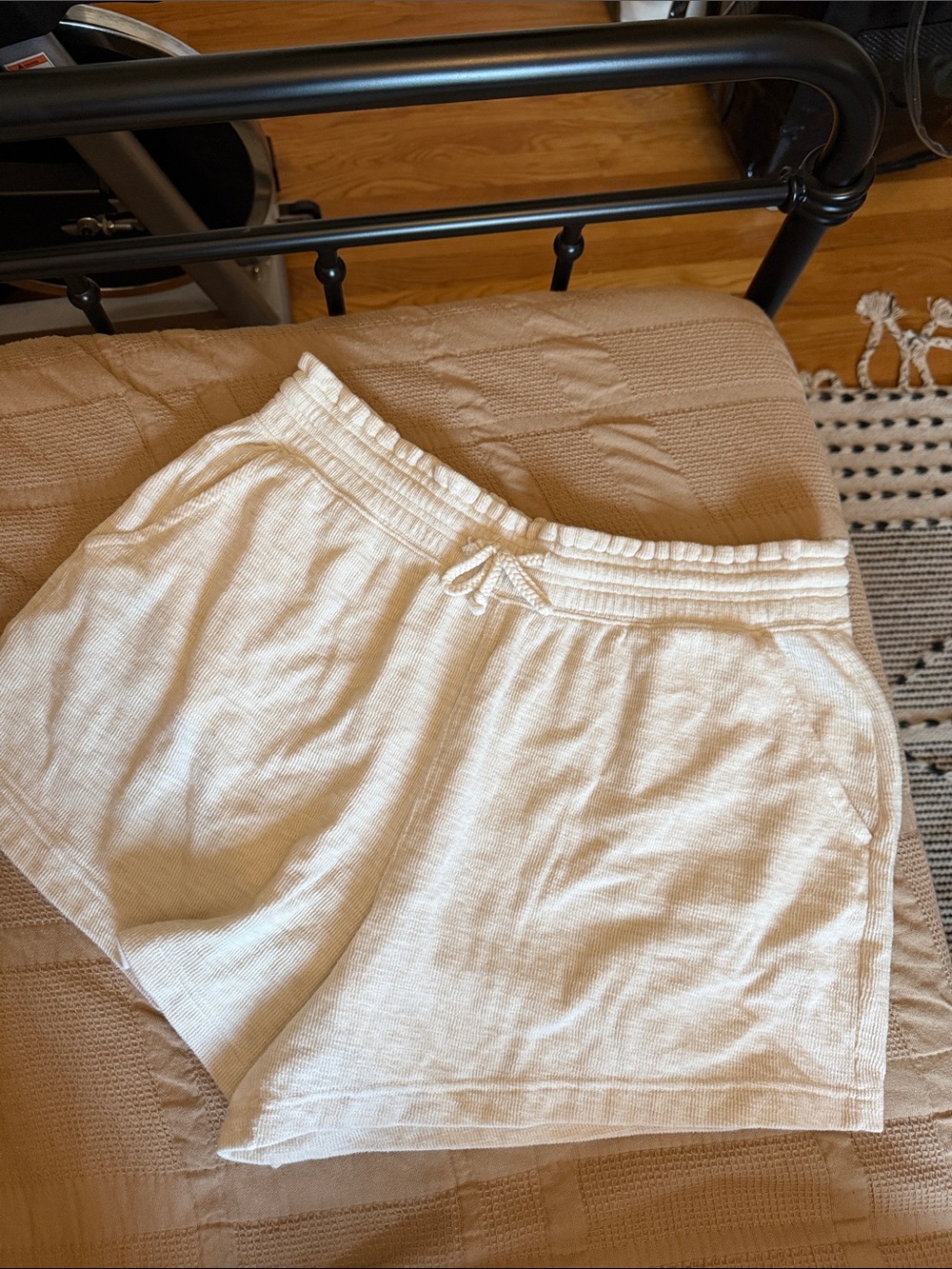 aerie Cream Knit Drawstring Athletic Shorts